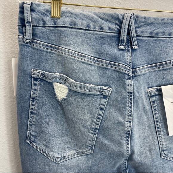 Good American Good Waist Jeans Indigo Distressed Raw Chewed Hem - Picture 7 of 12